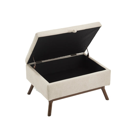 Mid-century modern square coffee table storage bench, assembled,