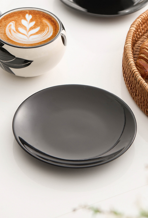 Peony Porcelain Coffee Cup & Saucer Set β Elegance in Black and White