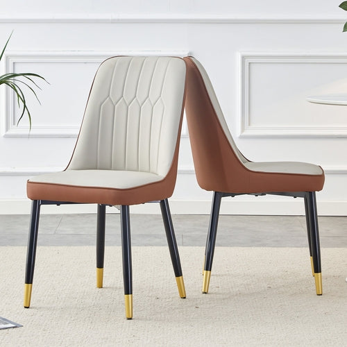 Modern Light Gray and Brown Dining and Living Room Chairs with PU