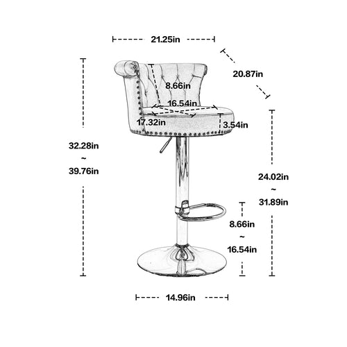 Swivel Bar Stools Set of 2 Adjustable Counter Height Chairs with