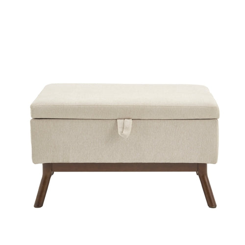 Mid-century modern square coffee table storage bench, assembled,