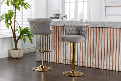 Swivel Bar Stools Set of 2 Adjustable Counter Height Chairs with