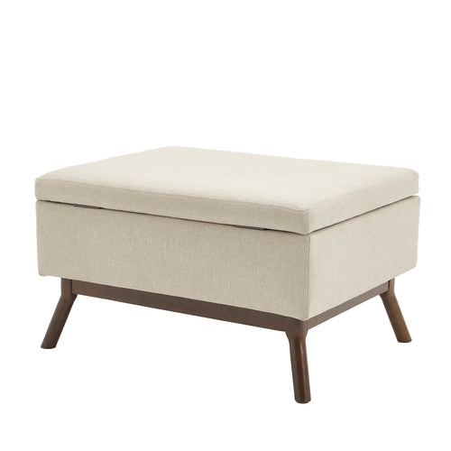 Mid-century modern square coffee table storage bench, assembled,