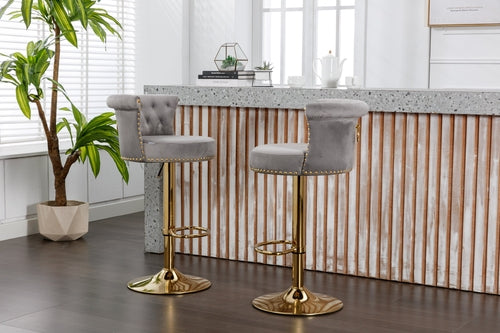 Swivel Bar Stools Set of 2 Adjustable Counter Height Chairs with