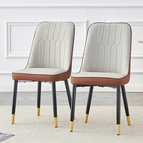 Modern Light Gray and Brown Dining and Living Room Chairs with PU