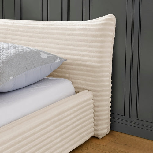 Modern Queen Size Upholstered Platform Bed Frame with Curved Headboard